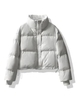 Women's Short PU Leather down Jacket Thickened Bread Style Zipper Closure Korean Style Straight Cut Cotton Inner Winter Coat