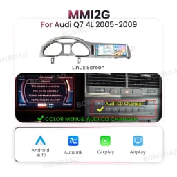 BONROAD Linux Touch Screen Wireless Carplay Car Radio Android Auto For Audi Q7 4L 2005-2015 GPS Navigation Multimedia Player