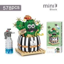 Mini Watering Can Potted Building Blocks Flower DIY Plant Bonsai Bouquet 3D Model Home Decoration Children's Assembled Toy Gift