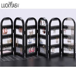 120/180/240/360holes Plastic Clear Earrings Studs Display Rack Folding Screen Earring Jewelry Display Stand Holder Storage Box