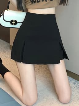 White Suit ort Skirt Women's Small Size Summer High Waist Slimming Design Anti-Light Split A-Line Skirt Pants