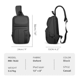 MARK RYDEN Crossbody Bag for 13.3" Pad RFID Anti-theft Messenger Shoulder Bag Water Repellent Short Trip Chest Bag Men Backpack
