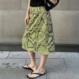 Combhasaki Women Summer Y2K Vintage Serpentine Snake Pattern Print High Waist Midi A Line Skirt Party Club Streetwear