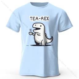Men's Tea-Rex Dinosaur Printed 100% Cotton T-Shirt, Soft & Breathable Round Neck Short Sleeve Tee, Unisex Fun & Quirky Style