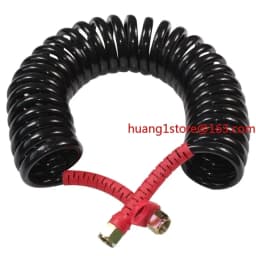 Spiral Spring Reinforced Air Brake Hose, Double Layer PU Coiled Line for Truck & Trailer - Black Red Yellow