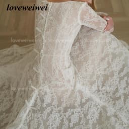 Lace Wedding Dress Customized A Line O Neck Bride Dresses Classic Lace Button Bridal Gowns Long Sleeve Vestidos De Novia