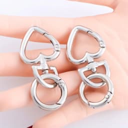 2pcs Love Heart Metal Lobster Keychain Claps Spring Buckle Hook Key Ring Connector for DIY Bag Keychains