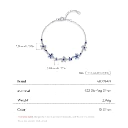 MODIAN 925 Sterling Silver Luxury Flowers Pave Setting CZ Brilliant Bracelets Fashion Daily Link Chain For Women Jewelry Gift