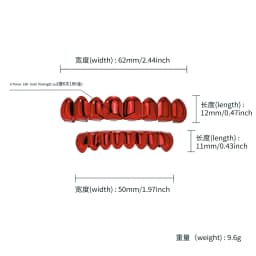 TOPGRILLZ Red Mirror Hip Hop Grillz Set 2Pcs 8 Teeth Top Bottom Grills Y2K Party Cosplay Teeth Halloween Jewelry Men Women