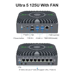 8x2.5G LAN Firewall Mini PC Intel Core Ultra 5 125U VPro IoT AI Edge Industrial Computer Network Server pfSense OPNsense Router