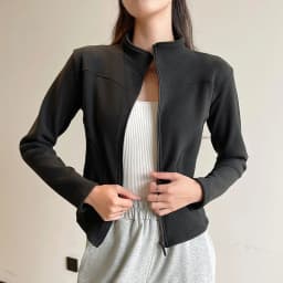 Women's Slim Fit Fleece Lined Short Sweatshirt Jacket Autumn Winter Thick Warm Zipper Jackets Woman Solid Stand Collar Yoga Wear