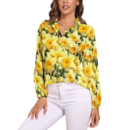Vintage Flower Print Loose Blouse Irises by Van Gogh Simple Oversized Blouses Woman Long-Sleeve Cute Shirts Autumn Graphic Top