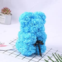 25cm Artificial Rose Teddy Bear with Gift Box, Romantic Valentine's Day Gift for Women, Ideal for Anniversary & Wedding