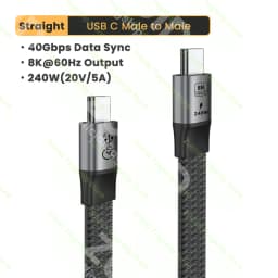 Flat USB4 40Gbps Type C to Type C Data Cable ThunderBolt 3 PD 240W 5A USB-C Cord For iPhone 15 16 Pro MacBook Pro Samsung Xiaomi