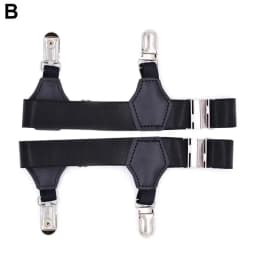A Pair Men's Black Sock Garters Belt Adjustable Elastic Sock Suspenders Braces Holders Non-slip Duck-Mouth Clips Hold Up