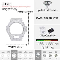 DW-6900 Series Moissanite Watch Case S925 Sterling Silver Iced Out Bezel For Men's Hip Hop Jewelry Watch Accessories