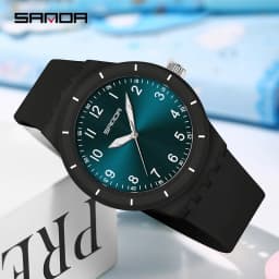 SANDA 9075 Casual Students Quartz Watches Simple Waterproof Silicone Strap Luminous Fashion Girl Boy Wristwatch reloj para niños