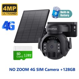 SHIWOJIA 12X Zoom 4G LTE Solar Security Camera 8MP Night Vision Dual-Lens Outdoor WiFi Solar Battery Camera PIR Human Detection
