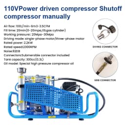 TUXING 300Bar 4500psi PCP Air Compressor Four-stage High Pressure Compressor for Diving Scuba Snorkeling Fire Fighting 100L/min