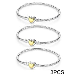 925 Sterling Silver Bracelets Bangles Original Love Heart Clasp Charms Beads Snake Chain Luxury DIY Jewelry For Women Gift