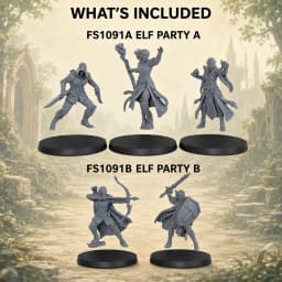 Fantasy Elf Party Miniatures Set 28mm/1:56 Scale, Tabletop RPG Elf Character Figures, Woodland Adventure Heroes Team for RPGs