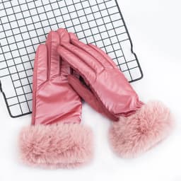 New Women Winter Light Water Proof Plus Cashmere Keep Warm Touch Screen Gloves Suede Fashion Big Plush Wrist