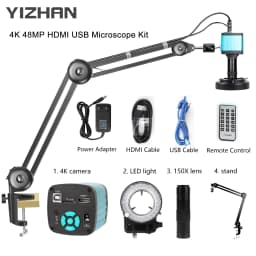 Yizhan HD 1080P Digital Electron Microscope 4K Ultra 2K HDMI Microscope USB VGA 150X Lens 5-100cm Working Distance Tripod Stand