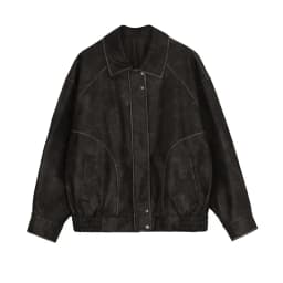 Spring and Autumn Retro Distressed Brown Leather Jacket American Sweet Cool Motorcycle Pu Leather Jacket Short Jacket