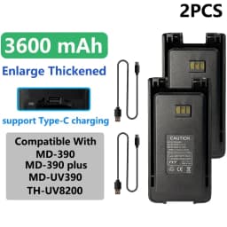 TYT MD-UV390 Plus Battery 2800/3600mAh Enlarge Thicker Battery Pack Compatible With MD-390 MD-680 MD-358 TH-UV8200 Two Way Radio