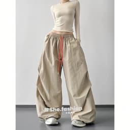 2026 Spring and Autumn Casual Work Pants Side Striped Athletic Style Loose Wide Leg Pants