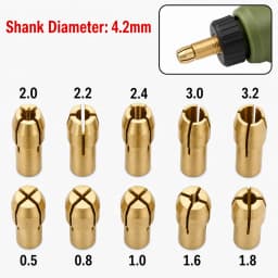 10Pcs Brass Collet Chuck Set 0.5-3.2mm 4.2/4.8mm Shank Three-Prong Drill Collets for Dremel Rotary Tool