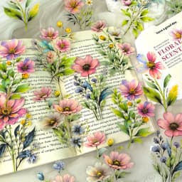 20 sheets Aesthetic Colorful Flower Sticker Pack Fresh Plant Hand School Account DIY Material Decorative Stationery Stickers