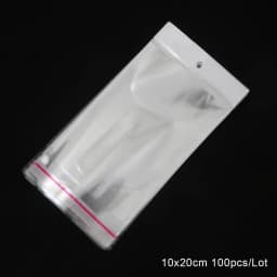 100Pcs 5x10.5cm-8x27cm Opp Bag Self Adhesive Clear Transparent Plastic Storage Bag With Hang Hole Jewelry Gift Packaging Pouches