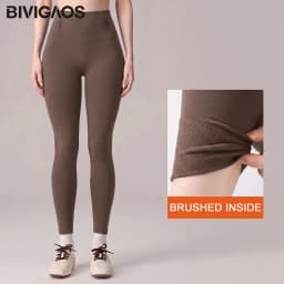 BIVIGAOS Autumn Fish Bone Waist Brushed Inside Sharkskin Leggings Women Light Fleece Tight Fit Slimming Sport Yoga Base Leggings