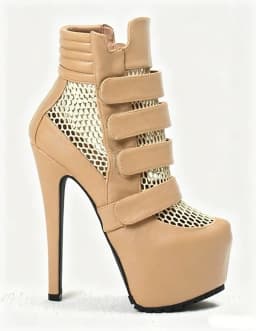 Platform Net Shinback Leather Ankle Boots Sexy Pointed Toe Thin Heel Hook New Arrival Autumm/Winter Modern Boots