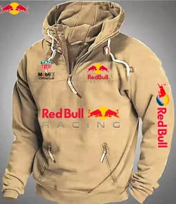 Red Bull Hot Men's Warm Hoodie - Winter Spring - Comfortable Zipper and Multiple Pockets - Classic Solid Color