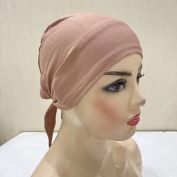 H048 Plain Cotton Tie Back Hats Muslim Turban Pure Color Stretch Inner Hijabs Underscarf Women Head Scarf Under Hijab Bonnet