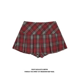 Pink Plaid A-Line Skirt Women's Summer 2026 New Korean Style High Waist Slimming JK Short Skirt Ins Folded Polyester Spa...