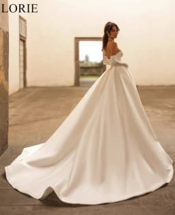 LORIE Elegant Ivory Satin Wedding Dresses A-Line Strapless Pleated Fairy Bride Prom Gown Draped Vintage Bridal Gowns Customized