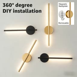 Magnetic Rechargeable 50 Wall Lamp Black Gold For Living Room Bedroom Hallway Study Stairwell Cloakroom LED Lighting Wiring Free