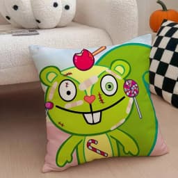 H-Happy Tree F-Friends N-Nutty Pillow Case Anti-dustmite Pillowcase Invisible Zipper Silky Short Plush Sofa Cushion Cover