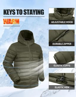 Pioneer Camp Men's Lightweight Packable Puffer Jacket with Hood Warm Puffy Winter Jacket Coat Insulated for Ski Hiking Travel