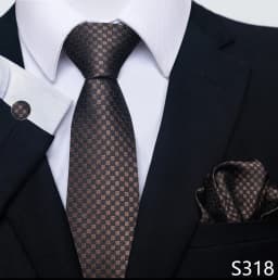 Brand Classic 8 cm Grey Plaid Tie Pocket Squares Cufflinks Set Wedding Present Necktie Clothing Accessories Fit Business