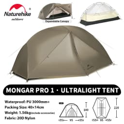 Naturehike Mongar UL PRO 1-3 People Tent 20D Ultralight Travel Waterproof Hiking Survival Outdoor Camping Portable Sun Shelter