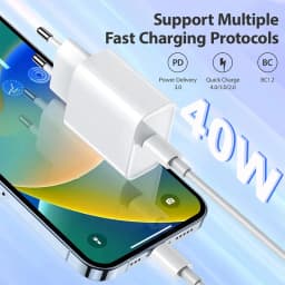 40W USB Type-C Fast Charger For iPhone 16 15 14 13 12 11 Pro Max Plus Phone Charger EU Adapter PD Fast Charge Cable Accessories