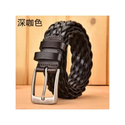 3.5cm Wide Men Real Cowhide High Quality Belts Full Grain Genuine Belt Without Leather Box Knitting Woven Hand 110cm 120cm Brown