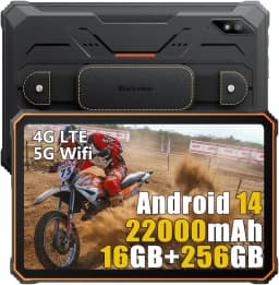 Blackview Active 8 Pro [No EU Charger] Rugged Tablet PC, 16GB Expand RAM(8GB Physical+8GB Virtual RAM) 256GB ROM, 22000mAh Huge Battery, 10.36 Inch HD Display, 48MP Camera, Dual SIM 4G Network, Android 13, Without EU Plug Charger