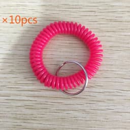 10pcs Lucky Line 2” Spiral Wrist Coil with Steel Key Ring, Multi-Color Flexible Wrist Band Key Chain Bracelet, Stretches to 12”,