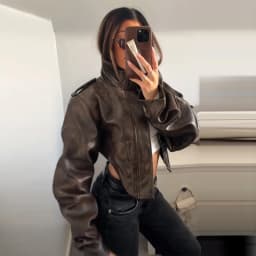 2026 Spring Women's Cropped PU Leather Jacket Stand Collar Long Sleeve Zipper Jackets Fashion Lady Retro Moto Biker Coat Outwear
