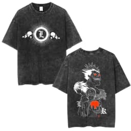 Vintage Washed Anime Death Note Misa Amane Print T Shirts Men Women Clothing Cotton Casual T-shirt Fashion Short Sleeve T-shirts